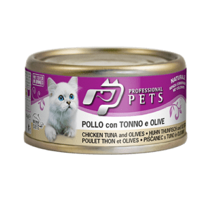 Professional Pets kana, tuunikala ja oliividega kassikonserv 70g