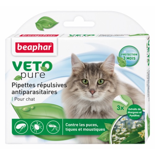 Beaphar Veto Pure Spot-On parasiite (puuke, kirpe, sääski) tõrjuv täpilahus kassidele