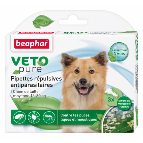 Beaphar Veto Pure Spot-On parasiite (puuke, kirpe, sääski) tõrjuv täpilahus koertele 15-30kg