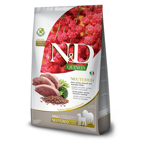 Farmina Quinoa Neutered brokkoli ja pardiga steriliseeritud keskmist ja suurt tõugu koeratoit