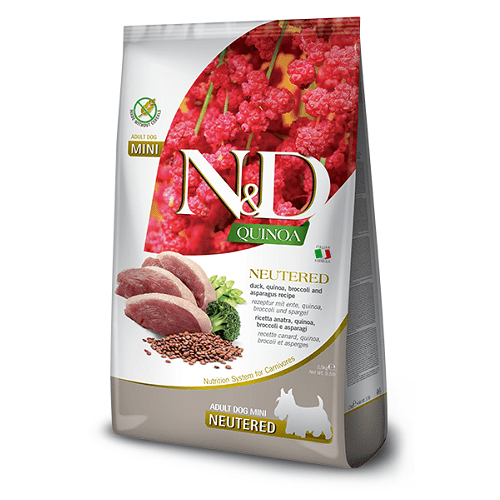 Farmina Quinoa Neutered brokkoli ja pardiga steriliseeritud väikest tõugu koeratoit