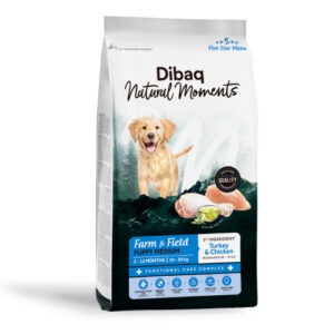 Dibaq Natural Moments 5 Star Medium Puppy kalkuni ja kanaga keskmist tõugu kutsikatoit 2kg