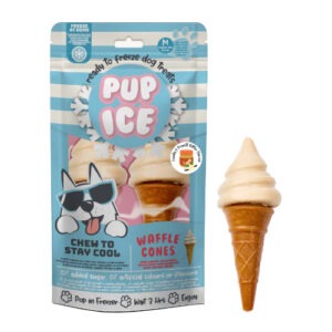 PUP ICE Waffle Cone vanilje ja maapähklivõi jäätis koertele 2 tk